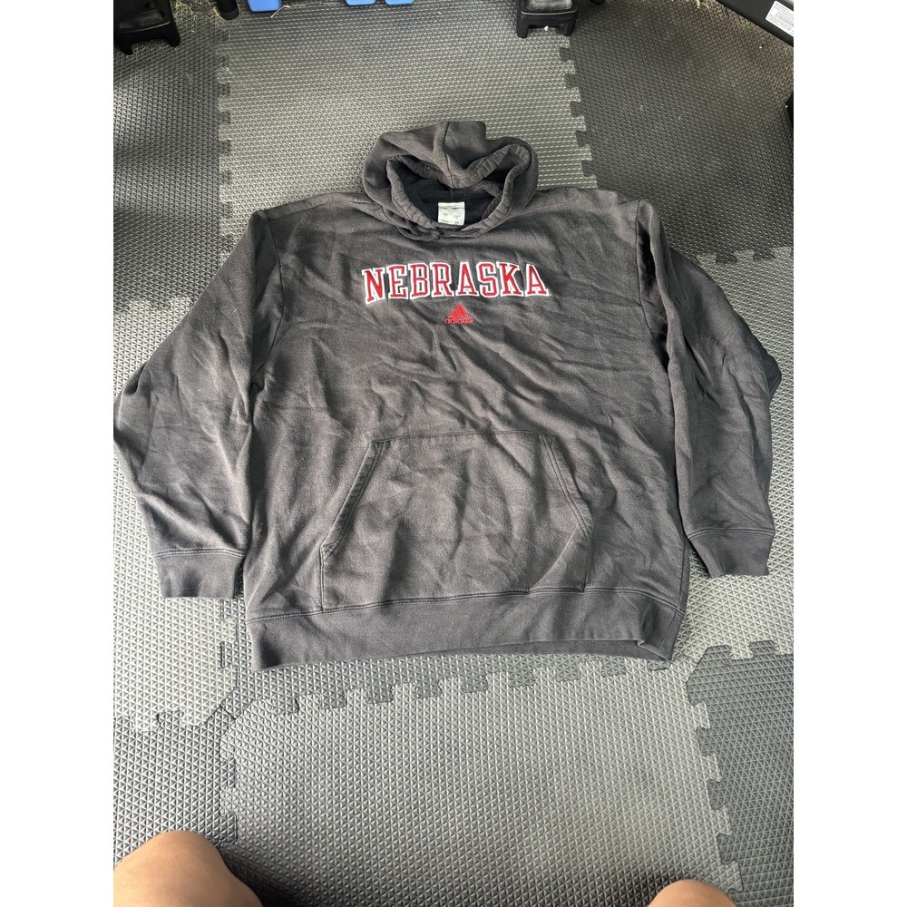 Adidas Nebraska Cornhuskers Hoodie Sweatshirt Men's L Gray Red College NCAA Fan‎